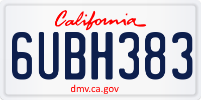 CA license plate 6UBH383