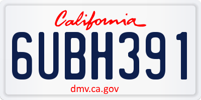 CA license plate 6UBH391