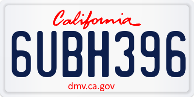 CA license plate 6UBH396