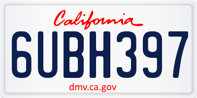 CA license plate 6UBH397