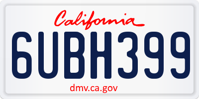CA license plate 6UBH399