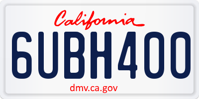 CA license plate 6UBH400