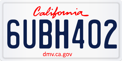 CA license plate 6UBH402