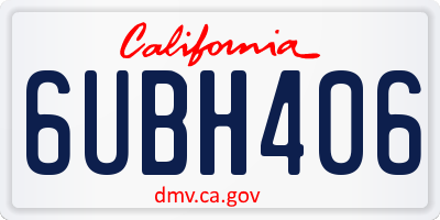 CA license plate 6UBH406