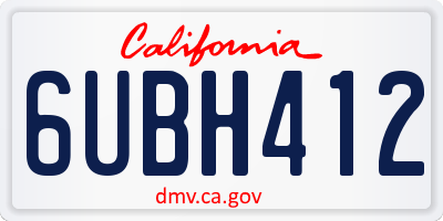 CA license plate 6UBH412