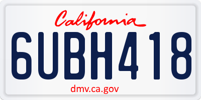 CA license plate 6UBH418