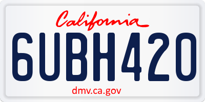 CA license plate 6UBH420