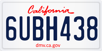 CA license plate 6UBH438