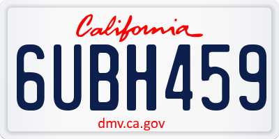 CA license plate 6UBH459
