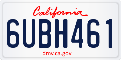 CA license plate 6UBH461