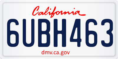 CA license plate 6UBH463
