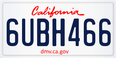 CA license plate 6UBH466