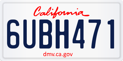 CA license plate 6UBH471