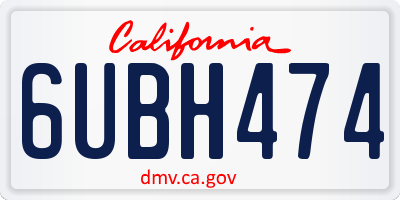 CA license plate 6UBH474