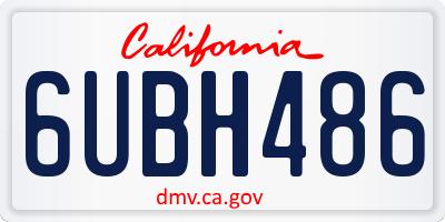 CA license plate 6UBH486