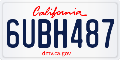 CA license plate 6UBH487