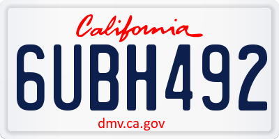 CA license plate 6UBH492