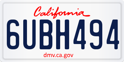 CA license plate 6UBH494