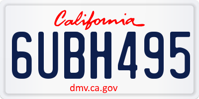 CA license plate 6UBH495