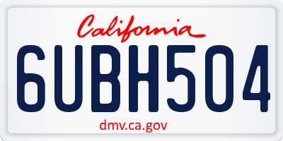 CA license plate 6UBH504