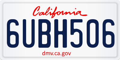 CA license plate 6UBH506