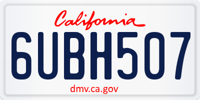 CA license plate 6UBH507