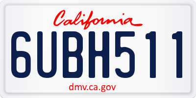 CA license plate 6UBH511