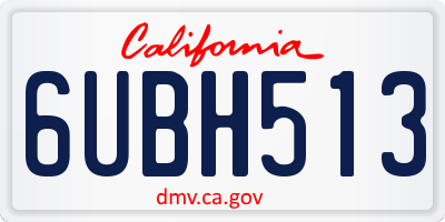 CA license plate 6UBH513