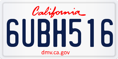 CA license plate 6UBH516