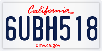 CA license plate 6UBH518