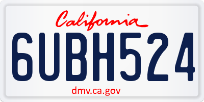 CA license plate 6UBH524