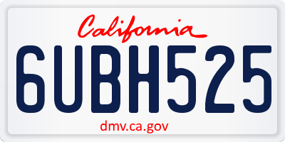 CA license plate 6UBH525