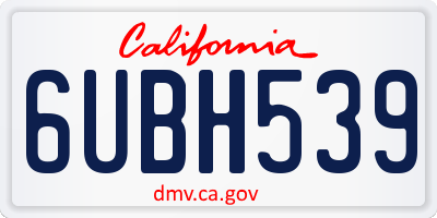 CA license plate 6UBH539