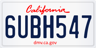 CA license plate 6UBH547
