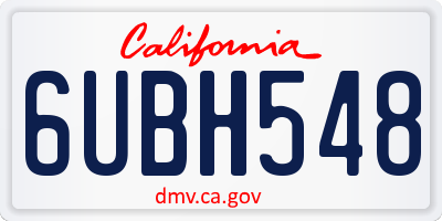 CA license plate 6UBH548