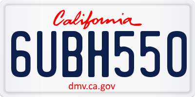 CA license plate 6UBH550