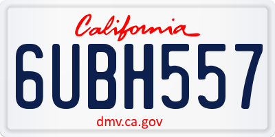 CA license plate 6UBH557