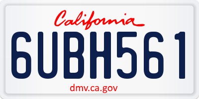 CA license plate 6UBH561