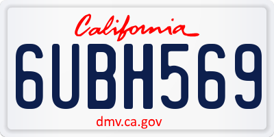 CA license plate 6UBH569
