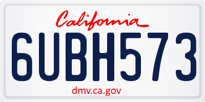 CA license plate 6UBH573