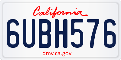 CA license plate 6UBH576