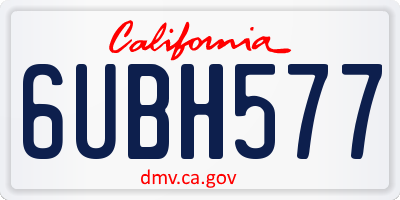 CA license plate 6UBH577