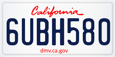 CA license plate 6UBH580
