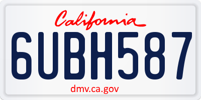 CA license plate 6UBH587