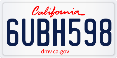 CA license plate 6UBH598