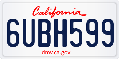 CA license plate 6UBH599