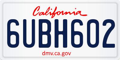 CA license plate 6UBH602
