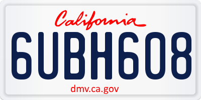 CA license plate 6UBH608