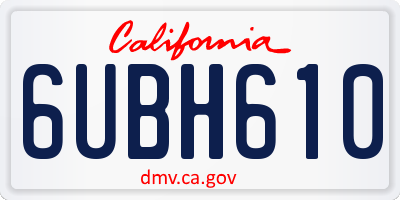 CA license plate 6UBH610