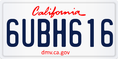 CA license plate 6UBH616